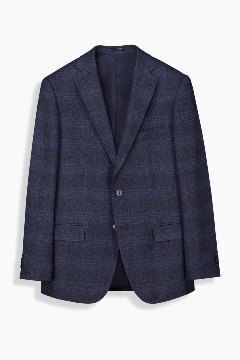 Rexford Regular Fit Ekose Koyu Mavi Ceket - 1