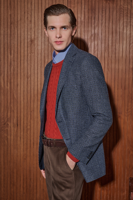 Rexford Desenli Regular Fit Lacivert Ceket 