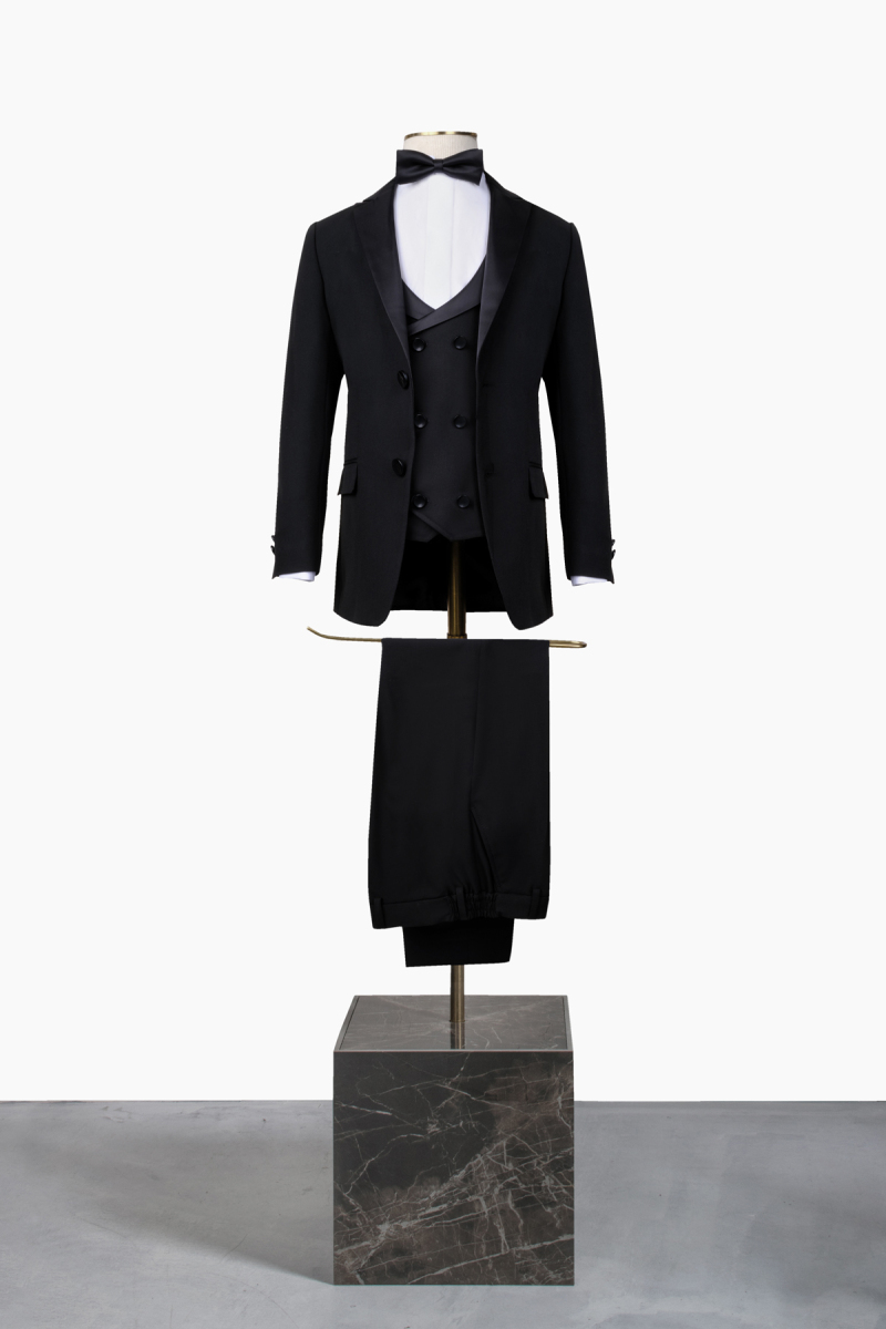 Richie Carlo Hood Papyon Yelek Takım Slim Fit Çocuk Smokin - 1