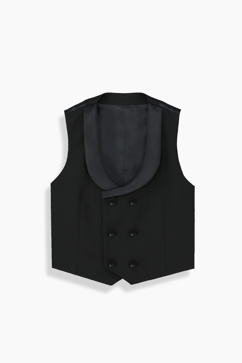Richie Carlo Hood Ekru Slim Fit Çocuk Smokin Papyon Yelek Takım - 4