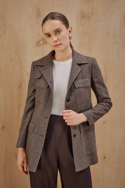 Rione Koyu Kahverengi Ceket - SARAR WOMAN