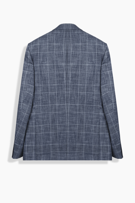 Roberto Regular Fit Kareli Açık Lacivert Ceket - SARTORIA