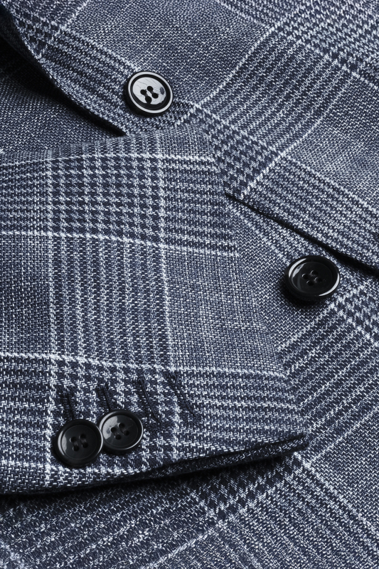 Roberto Regular Fit Kareli Açık Lacivert Ceket - SARTORIA