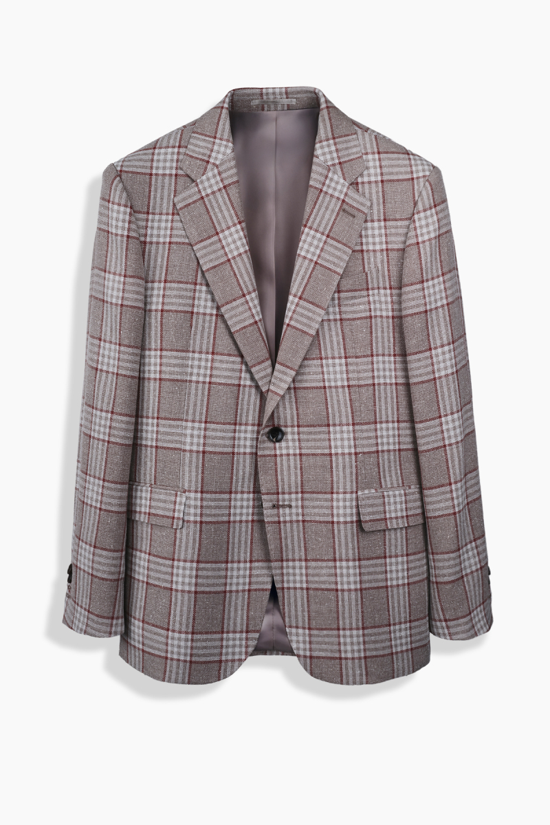 Roma Regular Fit Kareli Açık Kahverengi Ceket - 1