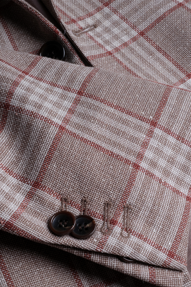 Roma Regular Fit Kareli Açık Kahverengi Ceket - 3