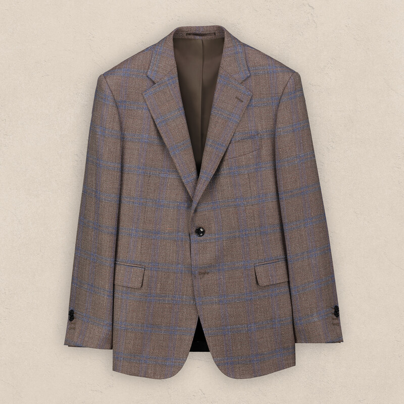 Roma Regular Fit Açık Kahverengi Ekose Ceket - SARTORIA