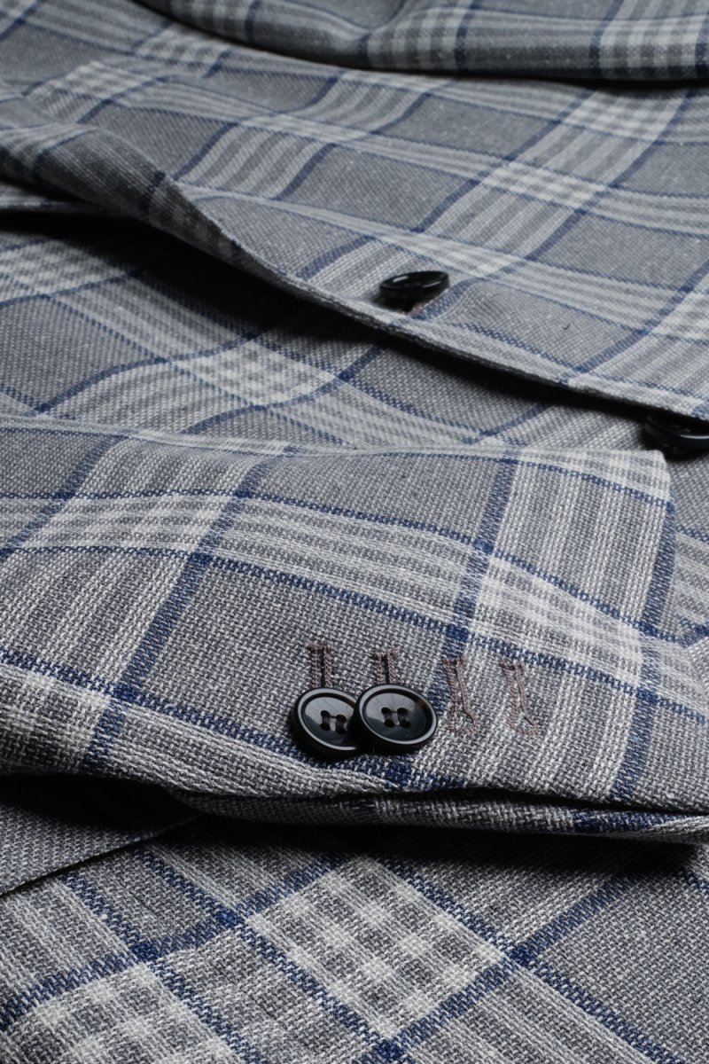 Roma Regular Fit Kareli Gri Ceket - 3