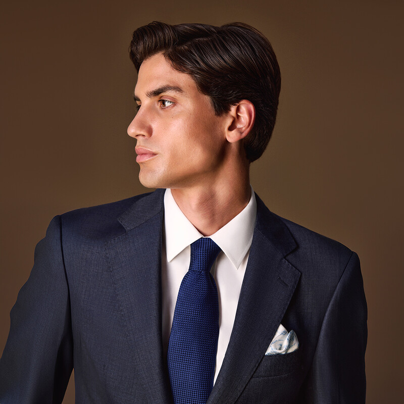 Roma Terni Regular Fit Çizgili Koyu Mavi Takım Elbise - SARTORIA