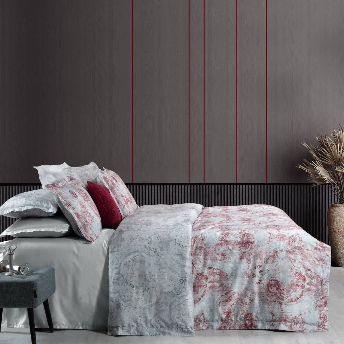 Rostov Saten Nevresim Takımı King Size Gri - 1