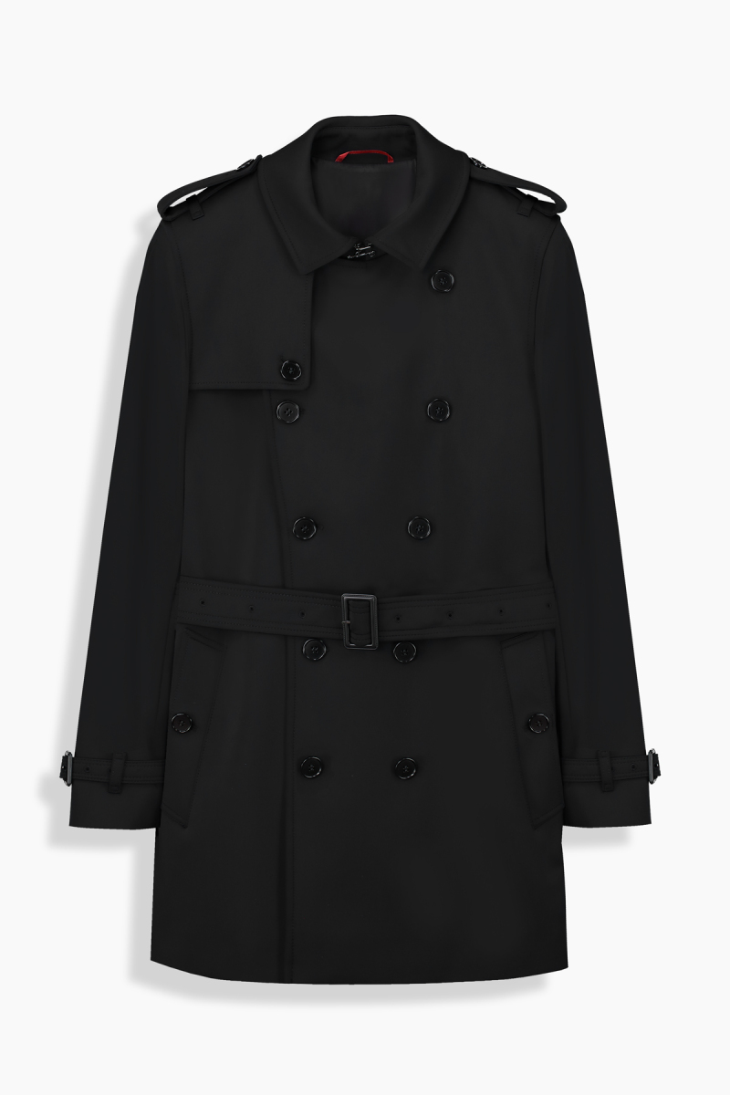 Roterdam Kemerli Siyah Trençkot - 1