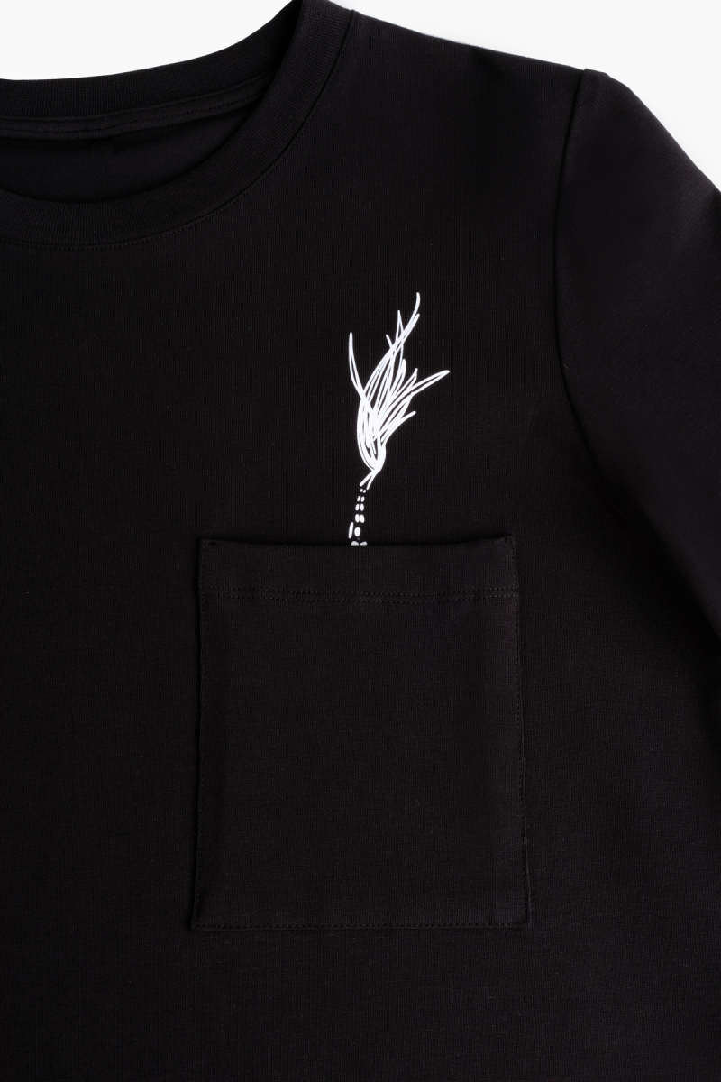 Rovenna Tasarım Cepli Siyah Tişört - 5