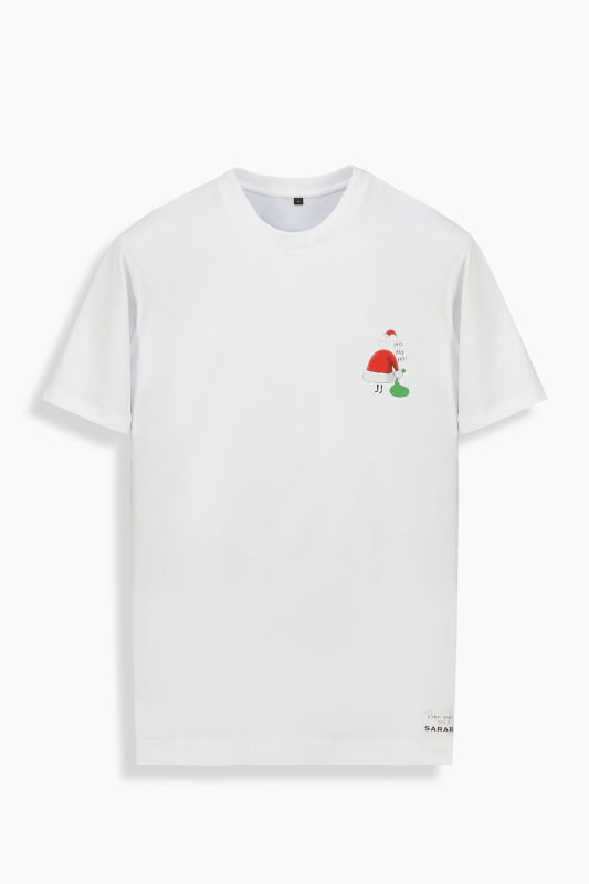 Santa O Yaka Regular Fit Beyaz Tişört 