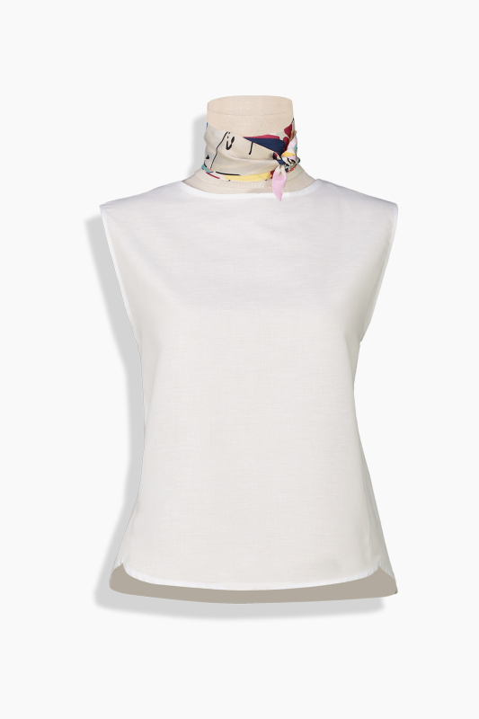 Adella Desenli İpek Twill Mavi Fular - SARAR