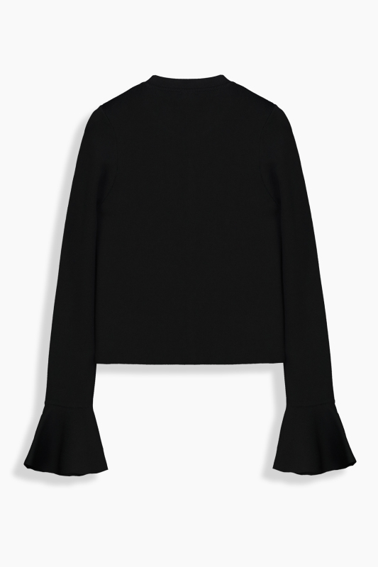 Aloha Düğmeli Fırfırlı Siyah Hırka - SARAR WOMAN