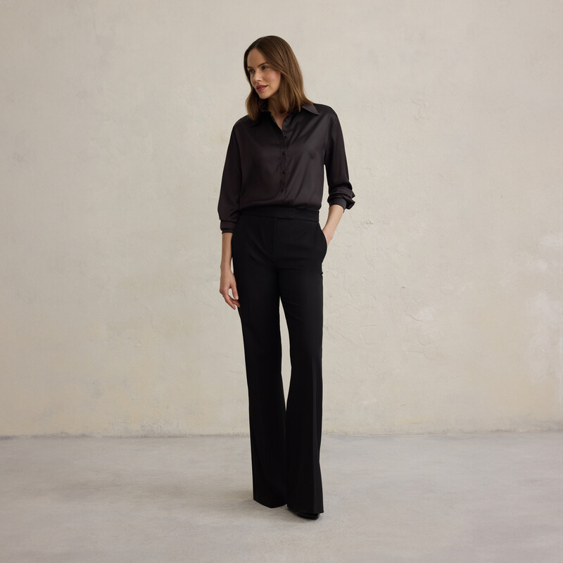 Kadın Uzun Kol Siyah Gömlek 