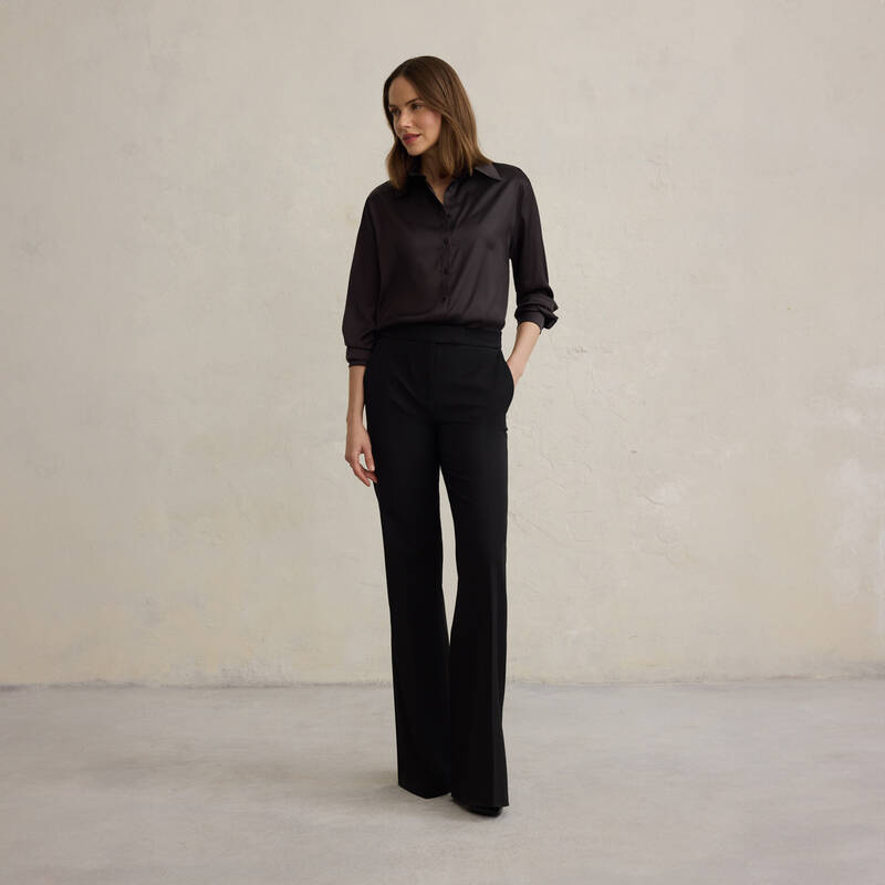 Kadın Uzun Kol Siyah Gömlek - 1