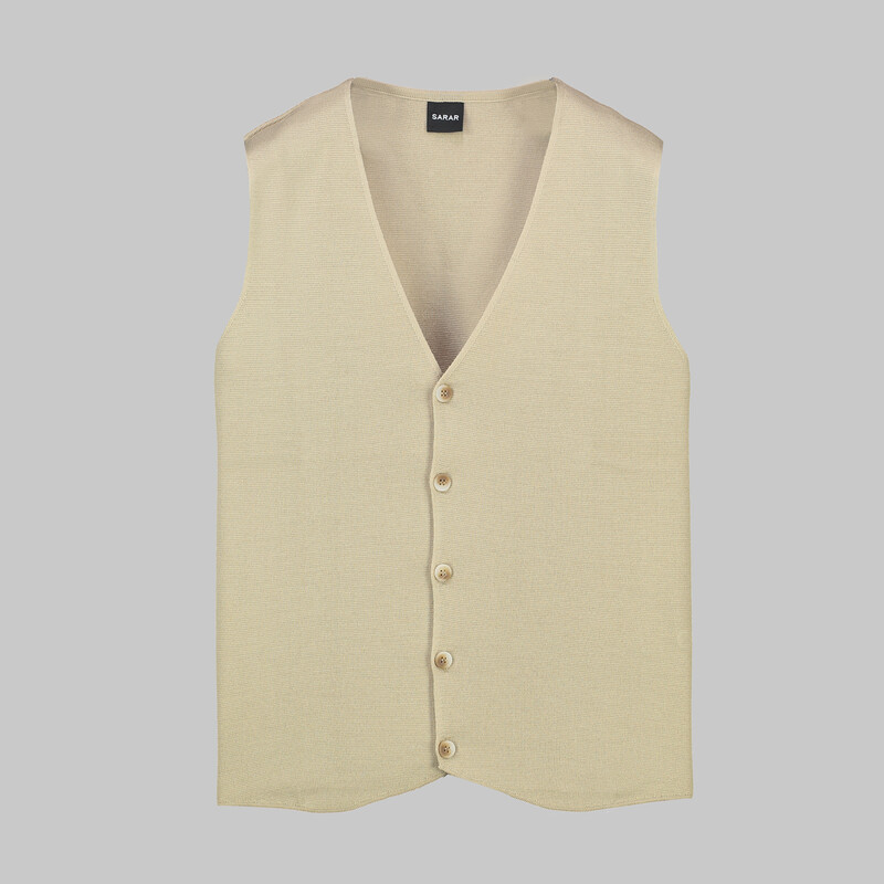 Erkek Bej Triko Yelek 