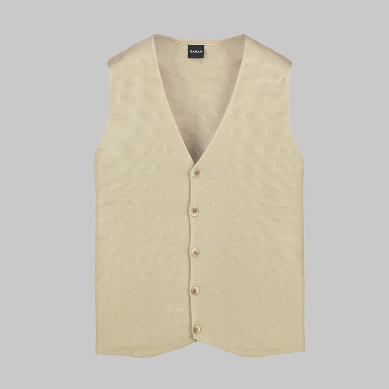 Erkek Bej Triko Yelek - 1