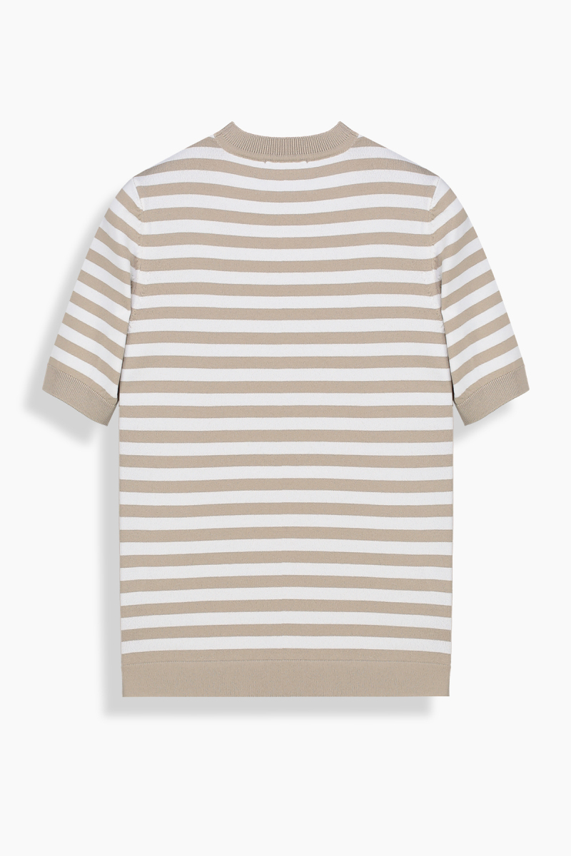 Benida Bisiklet Yaka Bej Triko Tişört - 2