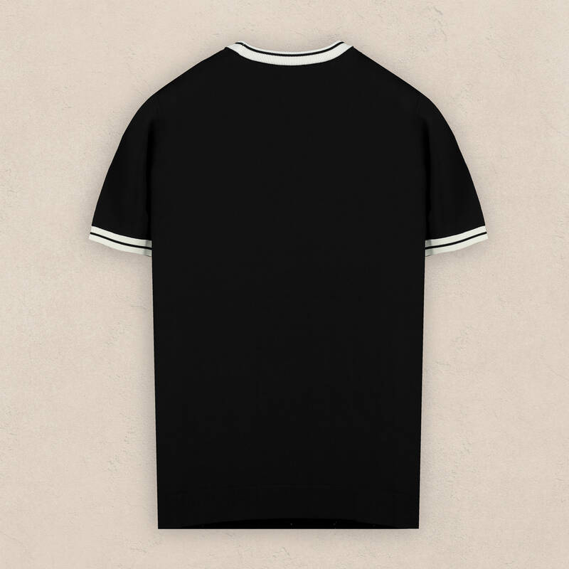 Bisiklet Yaka Kısa Kol Siyah Triko - 2