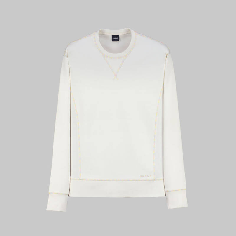 Bisiklet Yaka Kadın Ekru Sweatshirt - 1