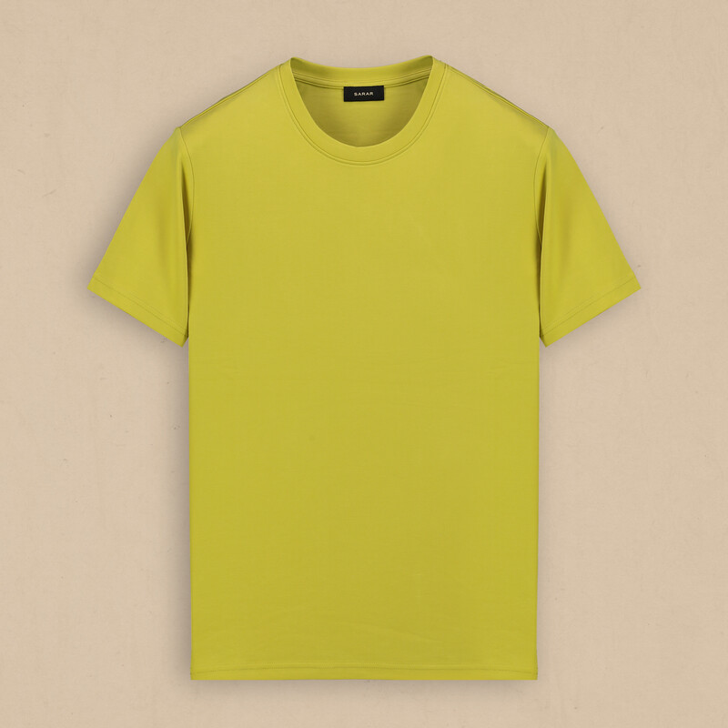 Bisiklet Yaka Hardal Erkek Tişört - SARAR