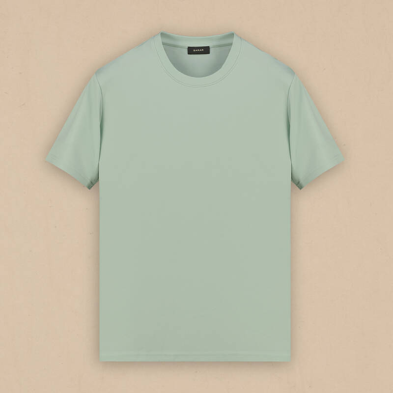 Bisiklet Yaka Mint Yeşil Erkek Tişört - 2