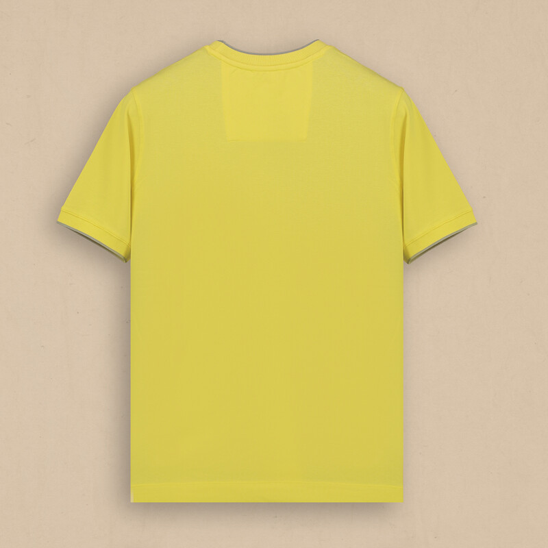 Kısa Kol Bisiklet Yaka Sarı Tişört - SARAR