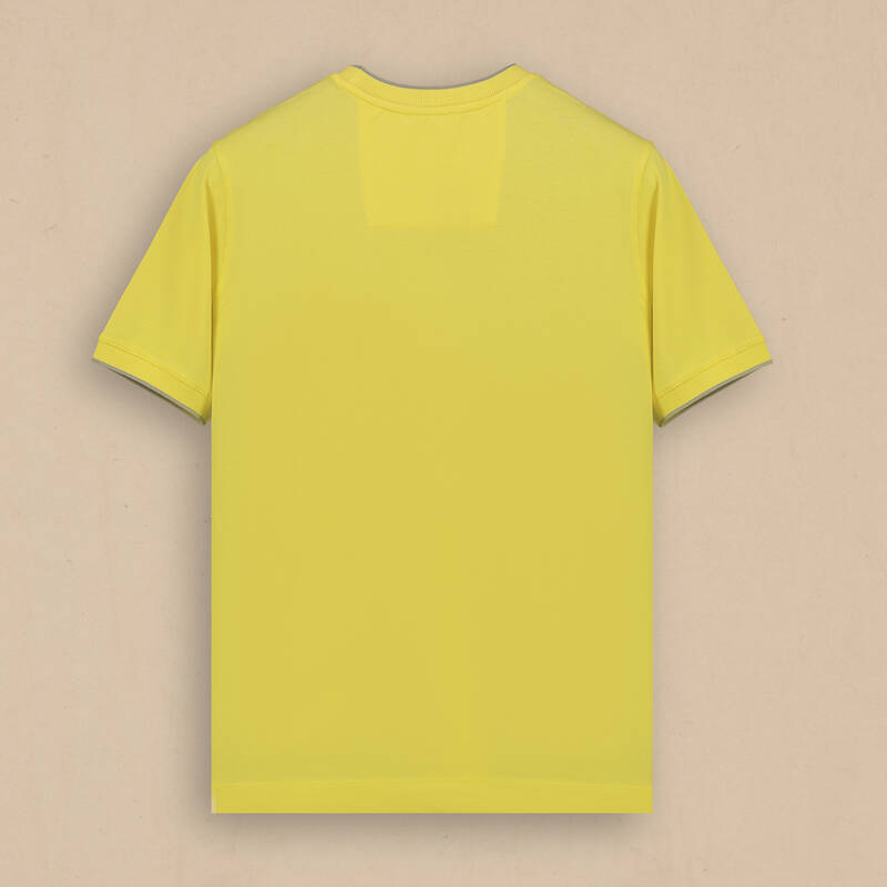 Kısa Kol Bisiklet Yaka Sarı Tişört - 3