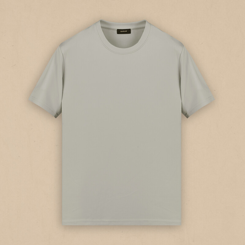 Bisiklet Yaka Gri Erkek Tişört - SARAR