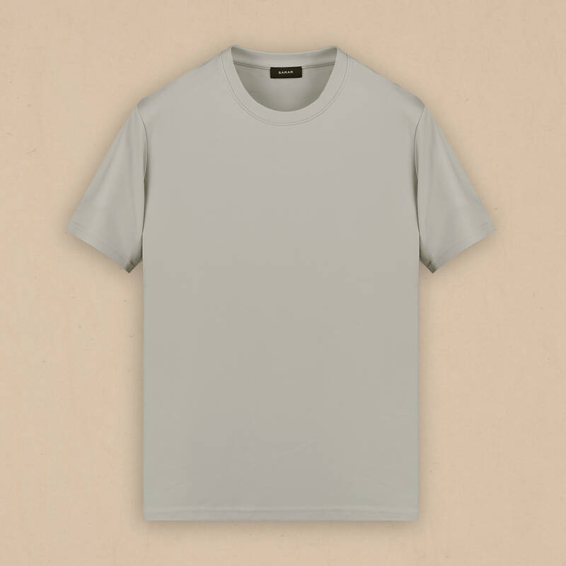 Bisiklet Yaka Gri Erkek Tişört - 1