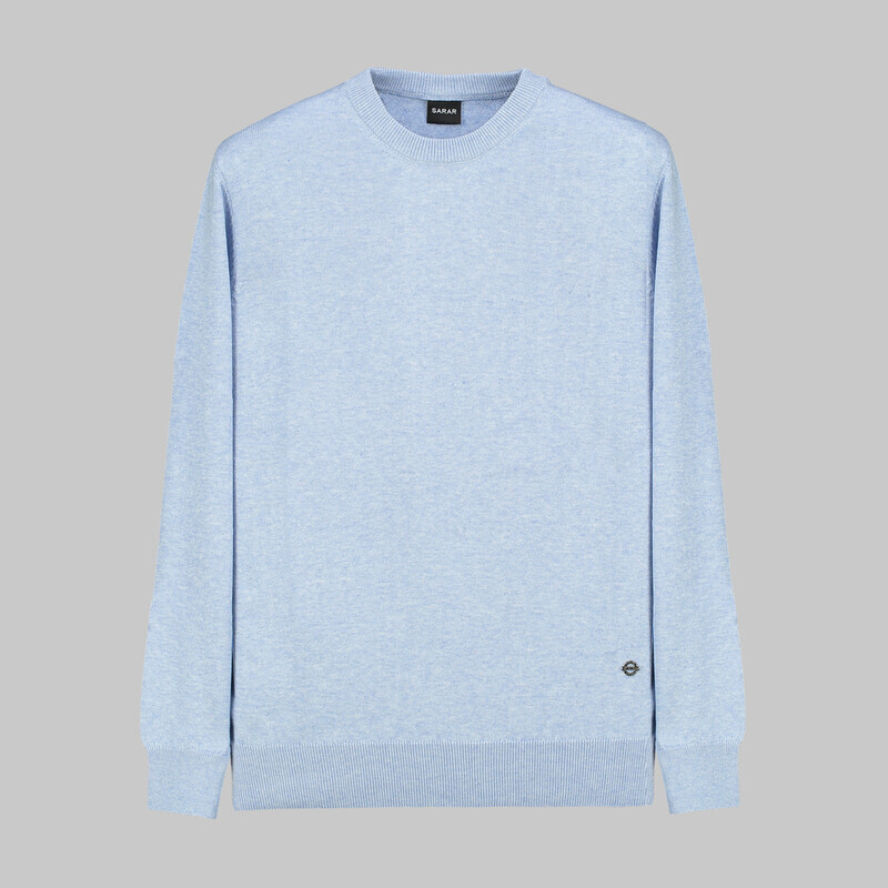 Bisiklet Yaka Mavi Erkek Triko 