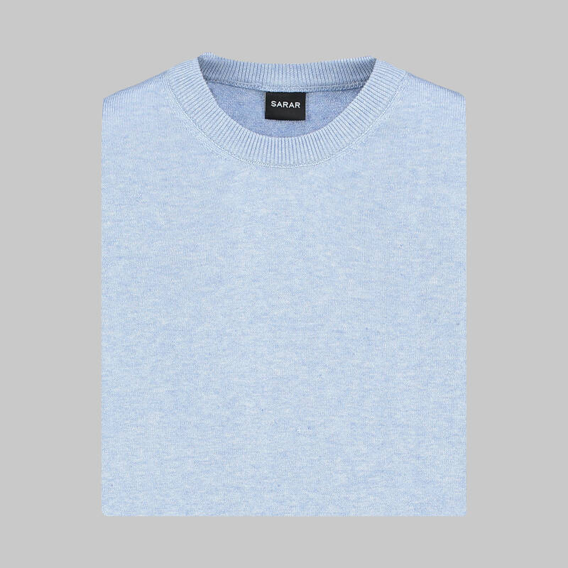 Bisiklet Yaka Mavi Erkek Triko - 3
