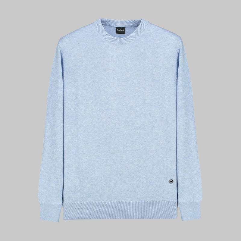 Bisiklet Yaka Mavi Erkek Triko - 1