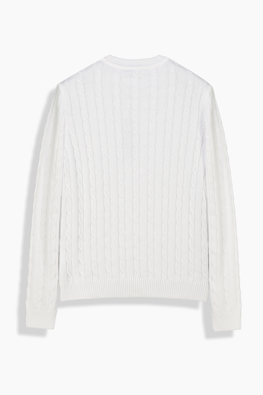 Breiden Bisiklet Yaka Beyaz Triko - SARAR WOMAN