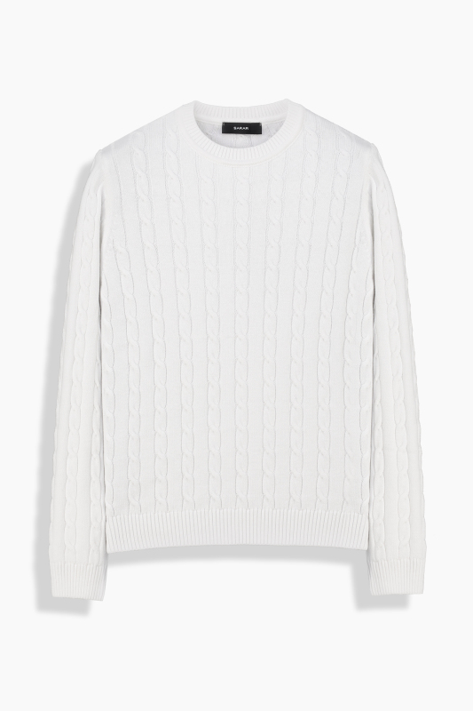 Breiden Bisiklet Yaka Beyaz Triko - SARAR WOMAN