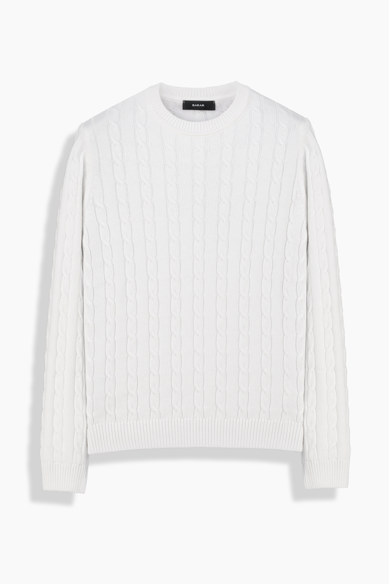 Breiden Bisiklet Yaka Beyaz Triko - 1