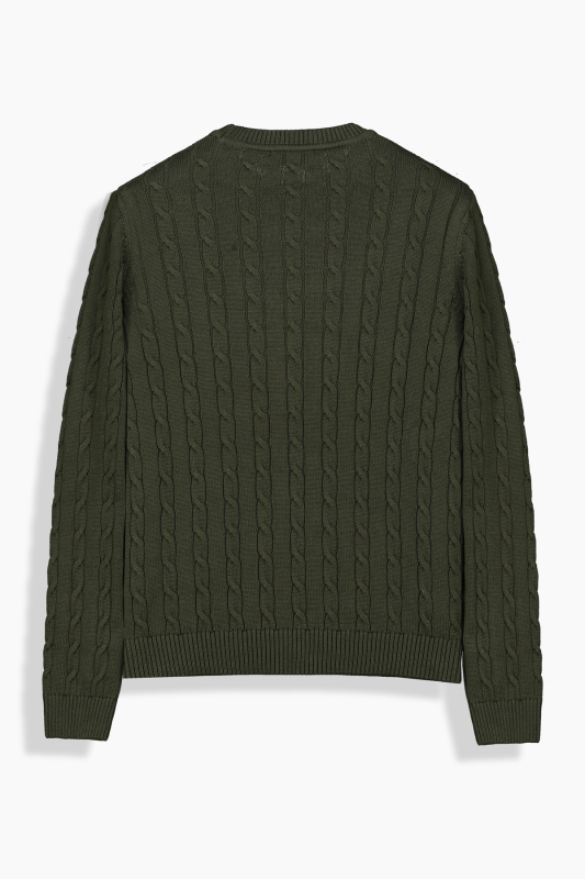 Breiden Bisiklet Yaka Haki Triko - SARAR WOMAN