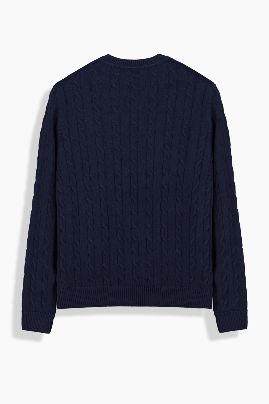 Breiden Bisiklet Yaka Lacivert Triko - SARAR WOMAN