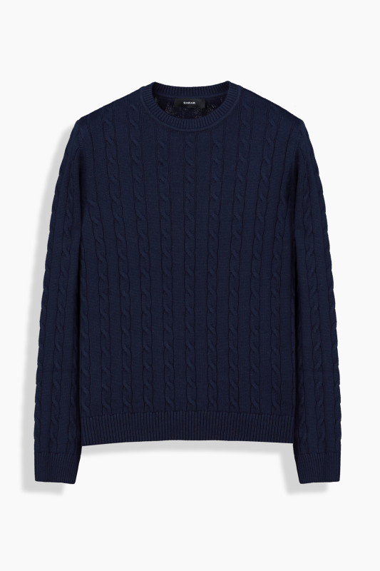 Breiden Bisiklet Yaka Lacivert Triko - SARAR WOMAN