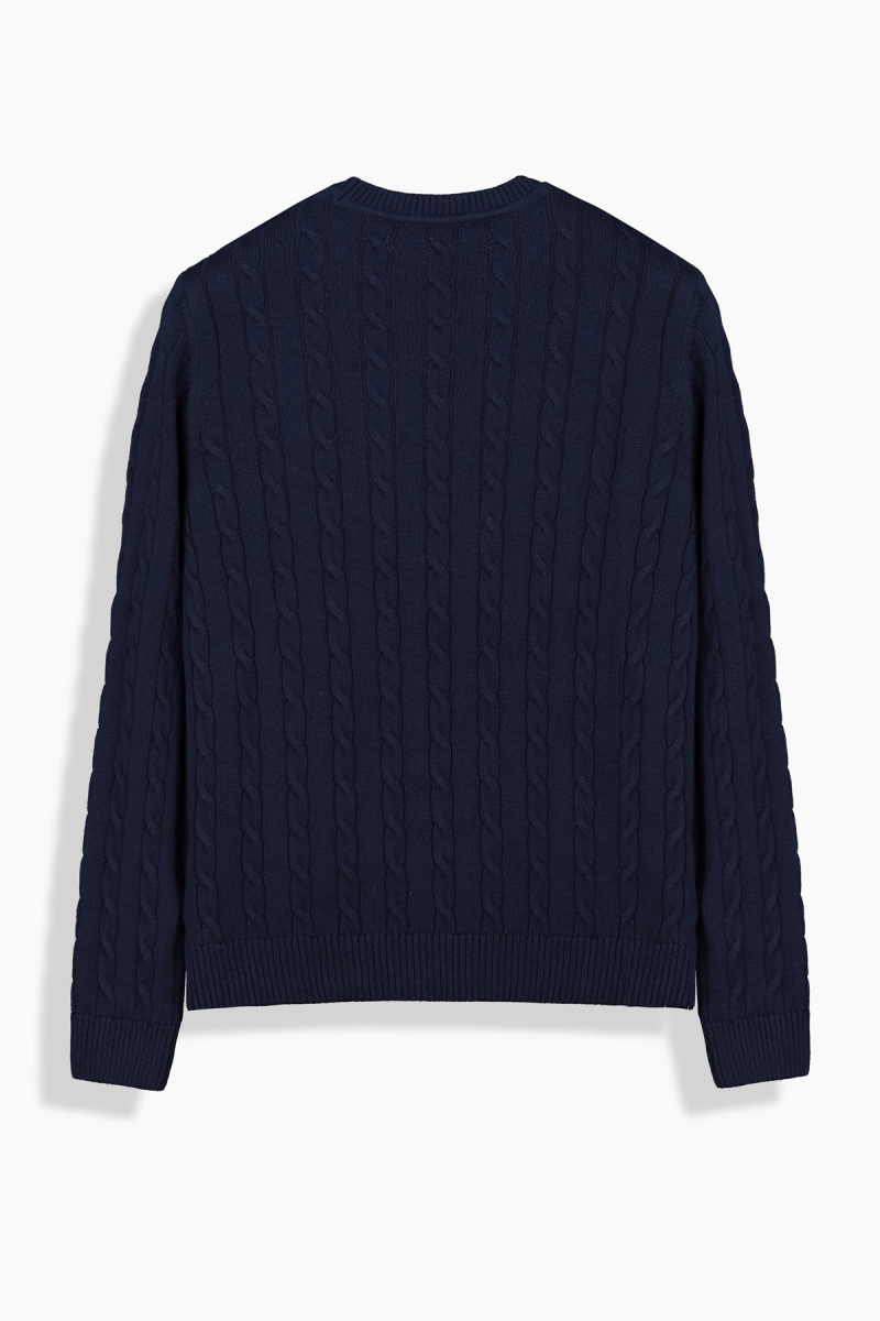 Breiden Bisiklet Yaka Lacivert Triko - 2