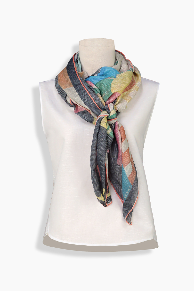 Cielo Keten İpek Açık Mavi Eşarp - 2