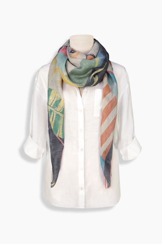 Cielo Keten İpek Açık Mavi Eşarp - SARAR