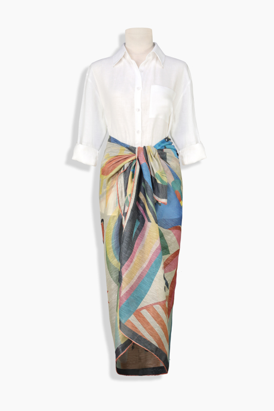 Cielo Keten İpek Açık Mavi Eşarp - SARAR