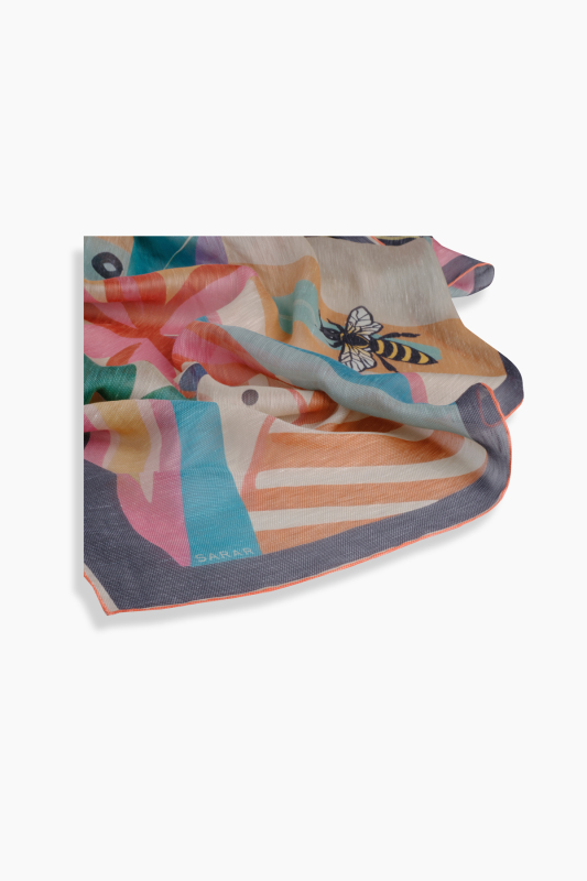 Cielo Keten İpek Açık Mavi Eşarp - SARAR