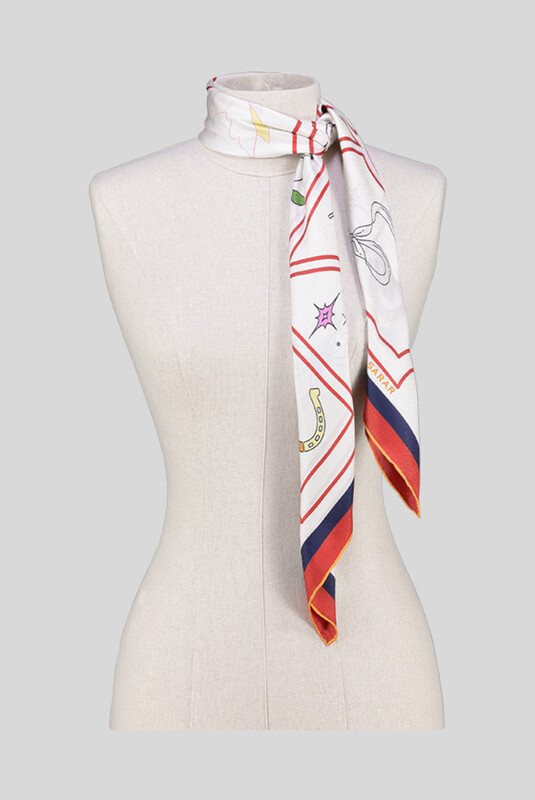 Corruga İpek Twill Kırmızı Eşarp - SARAR