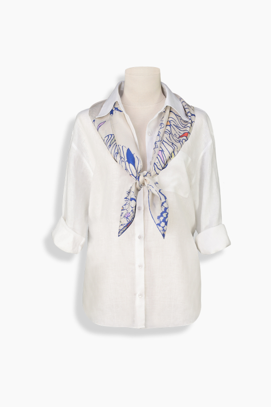 Dalia Mavi İpek Twill Eşarp - SARAR