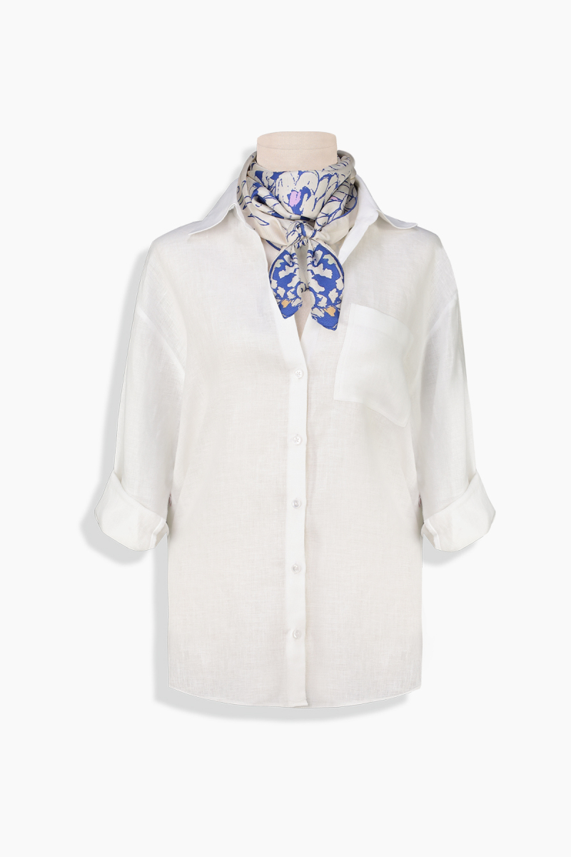 Dalia Mavi İpek Twill Eşarp - 3