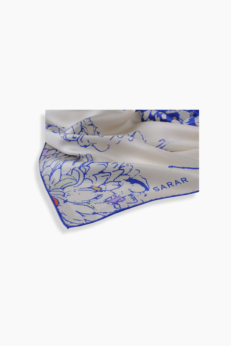 Dalia Mavi İpek Twill Eşarp - 4