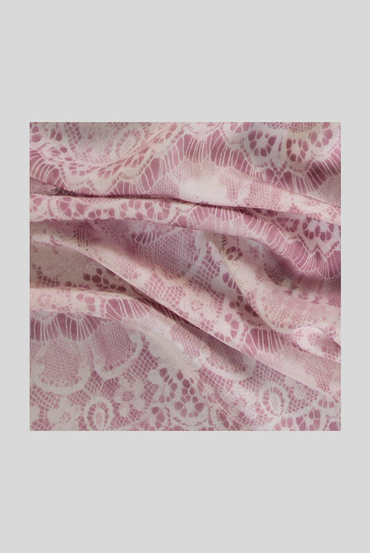 Dantel Desenli Twill Lila İpek Eşarp - 2
